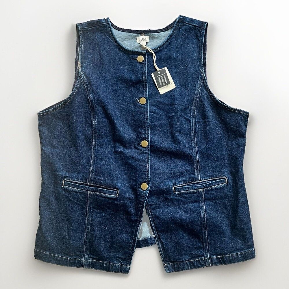 NWT A.N.A. Long Line Denim Vest Top